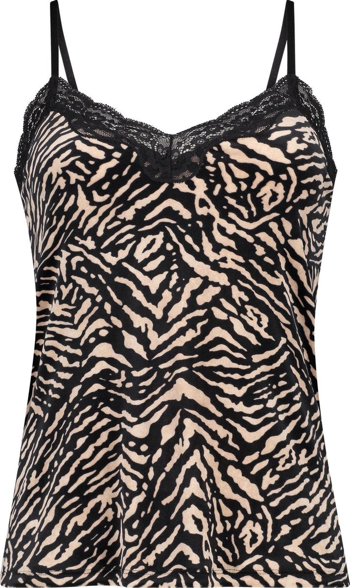 Hunkemöller Dames Cami top Velours Zebra - maat L