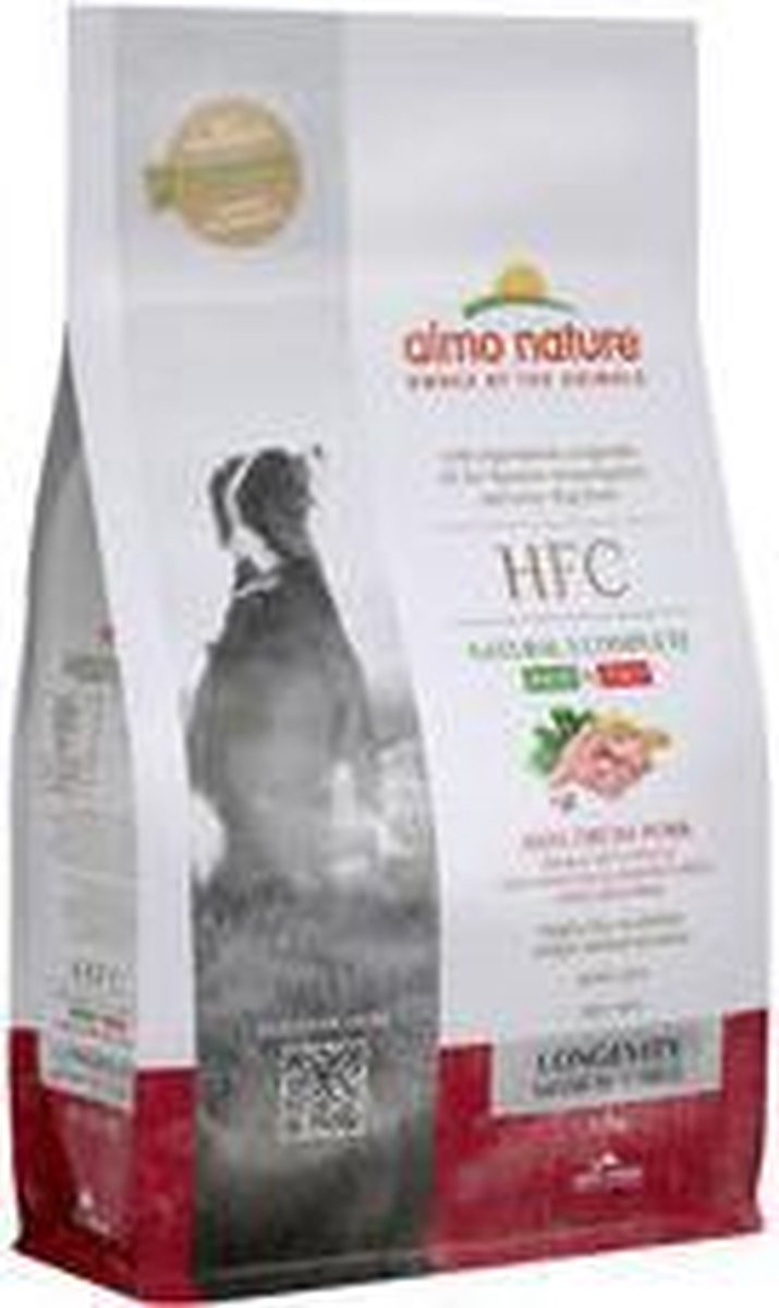 Almo Nature - Hond HFC Longevity brokken voor middelgrote tot grote honden - zeebaars en zeebrasem of varkensvlees - 8kg