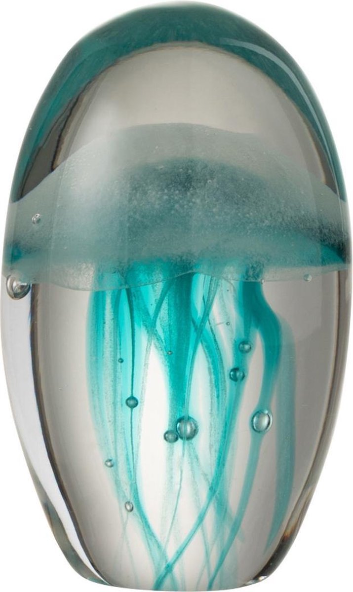 J-Line Presse Papier Kwal Glas Blauwgroen Small