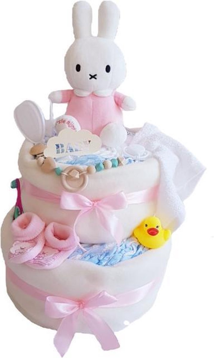 Luiertaart Nijntje Meisje Groot Met Speenkoord | Kraamcadeau | Kraampakket | Baby Cadeau