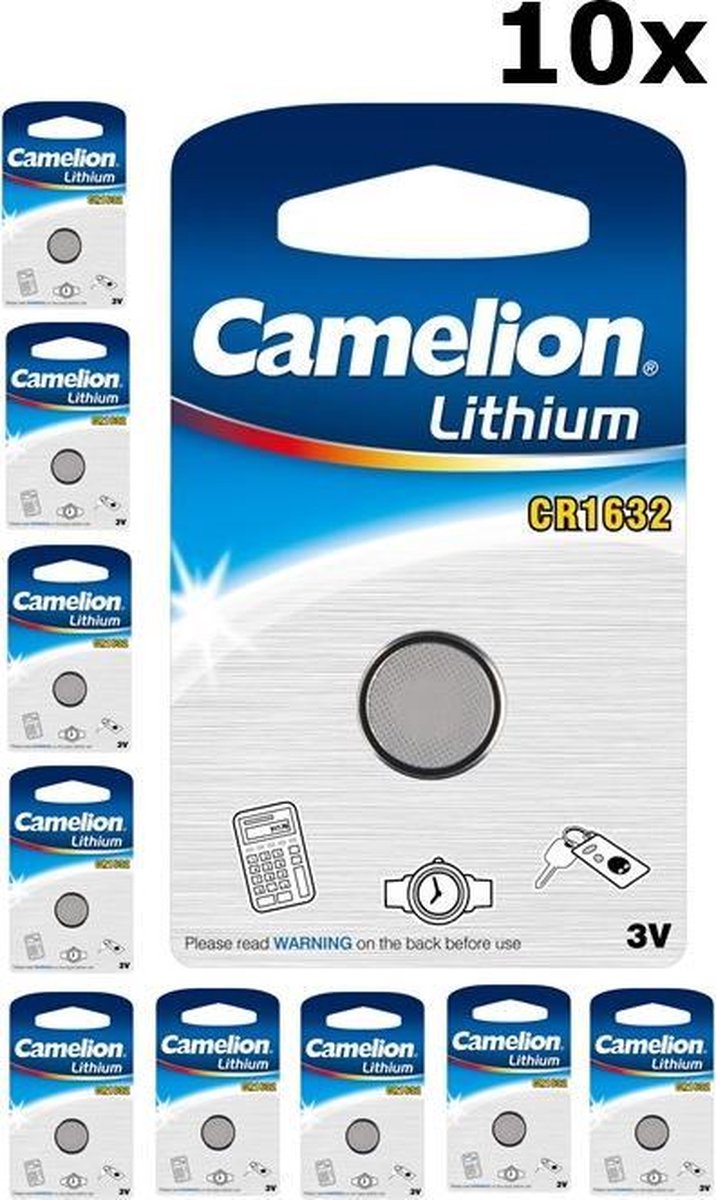 10 Stuks Camelion CR1632 125mAh 3V Lithium Knoopcel Batterij