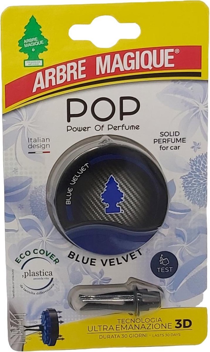 Arbre Magique POP Blue Velvet autoparfum - Auto luchtverfrisser Blue Velvet - Autoparfum Blue Velvet - Lekker luchtje in de auto - Blue Velvet Geurtje - Compact geurtje -Parfum - Airco - Auto - Fris - Verfrissend - Auto Geurverfrisser - Auto geurtje