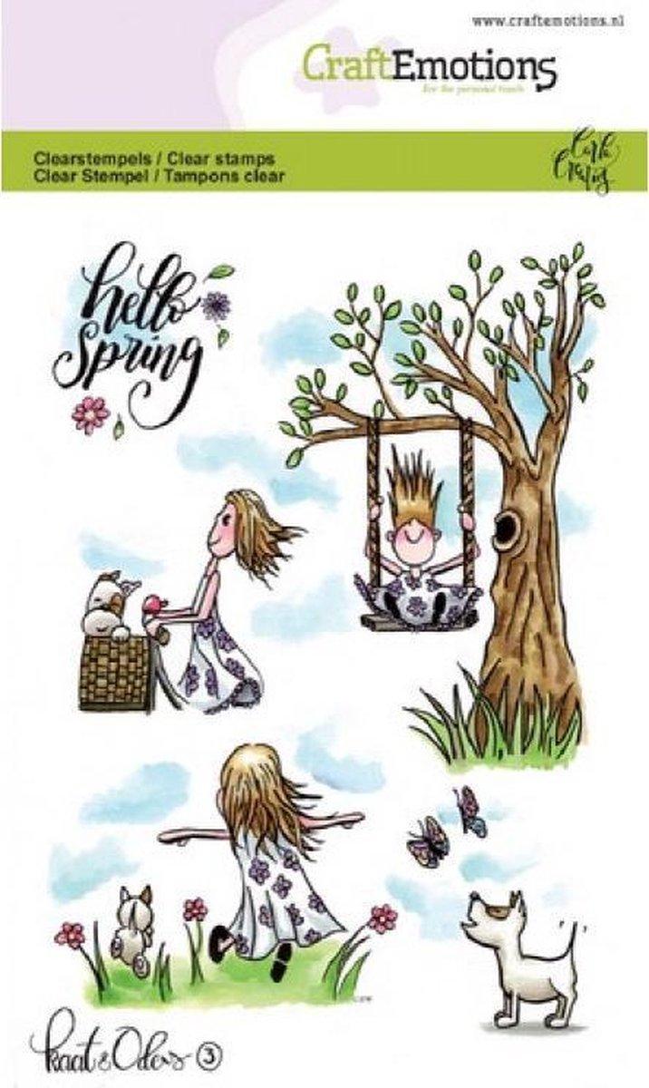 CraftEmotions clearstamps A6 - Kaat en Odey 3 Spring Carla Creaties