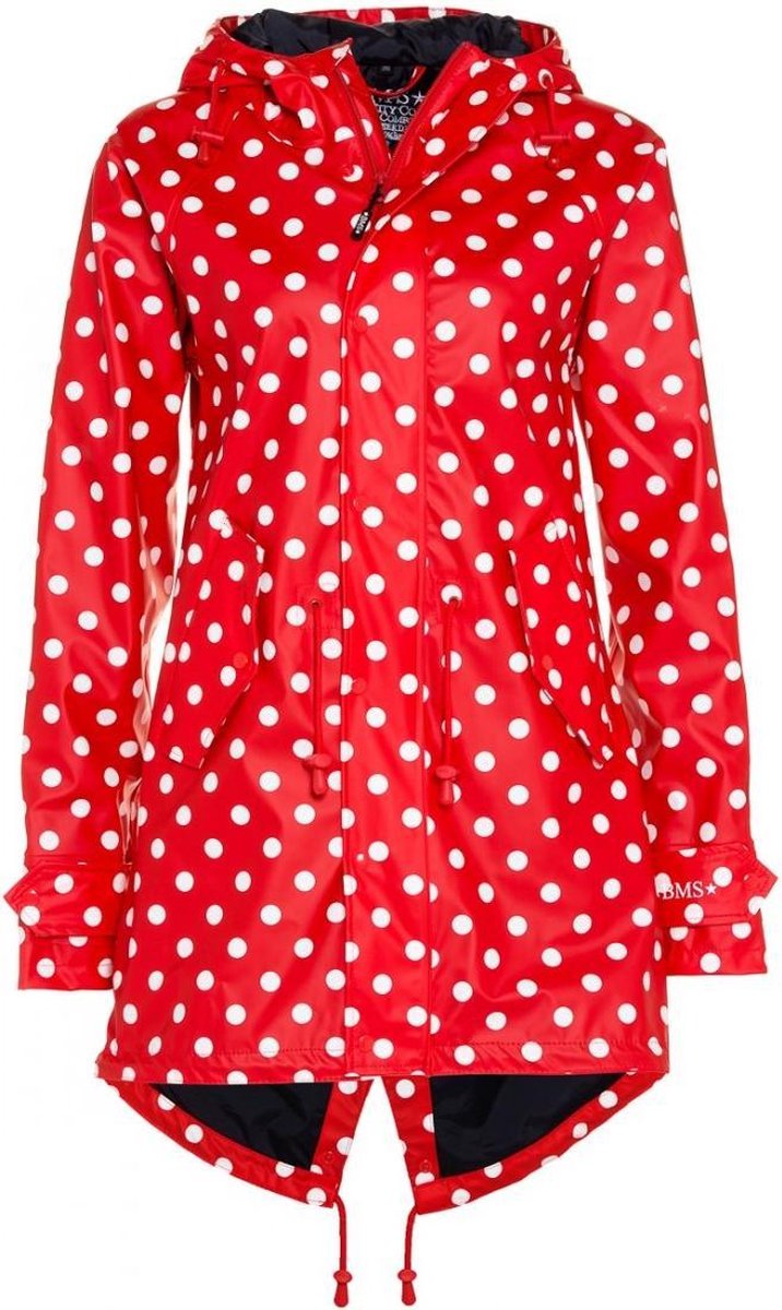Rode dames regenjas met witte stippen / parka HafenCity® van BMS 4XL