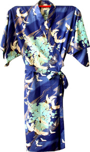 Traditionele Japanse Kimono Yukata Kraanvogels Kobalt 100% katoen