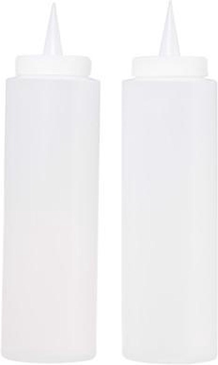(2 stuks) Doseerfles - Knijpfles - Sausfles - Beslagfles - Garneerfles - Beslagspuit - 400ml - Transparant