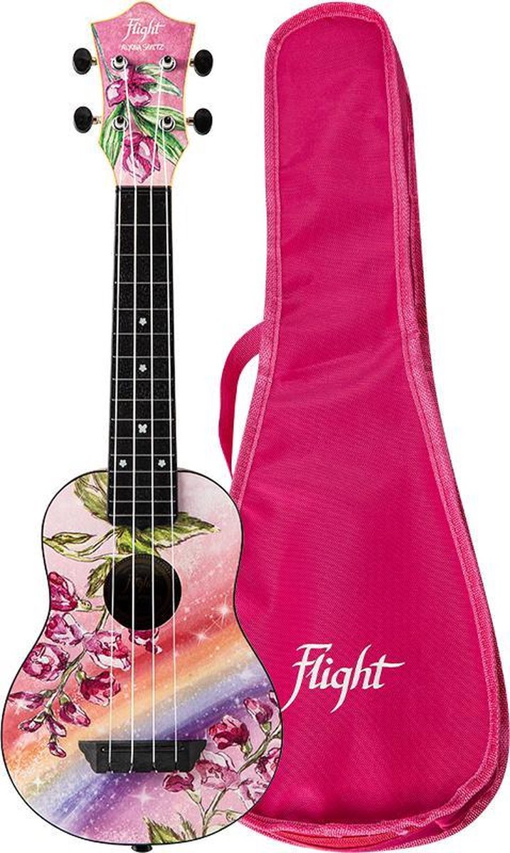 Flight Sopraan Ukelele - Travel Series - Alyona Shvetz Signature - Rainbow Flower