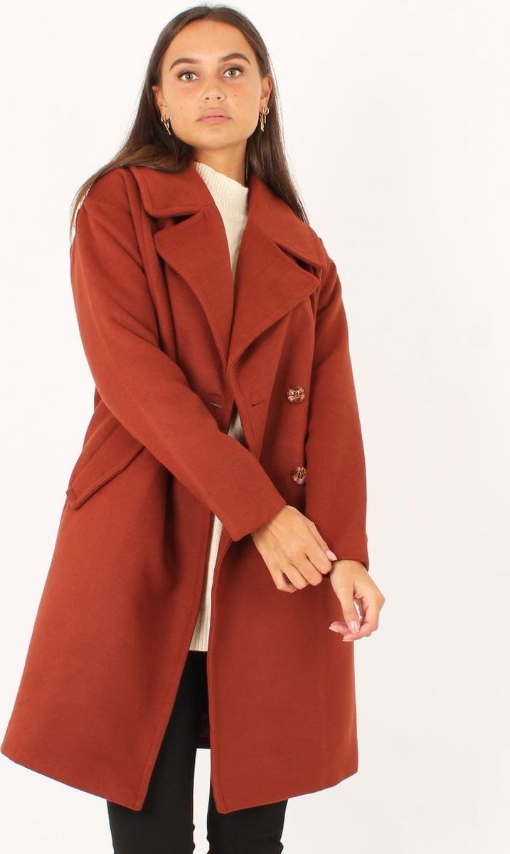 Jacqueline De Yong Storm Big Collar Dames Jas - Maat L