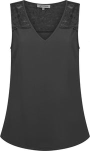 Tramontana Top Chiffon Lace Mix Black - S