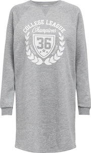 Jdyvenus L/s Print Sweat Dress Jrs 15225630 Light Grey Melange/college