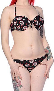 Banned Bikini set -M- SUGAR KITTY Katten Zwart/Rood