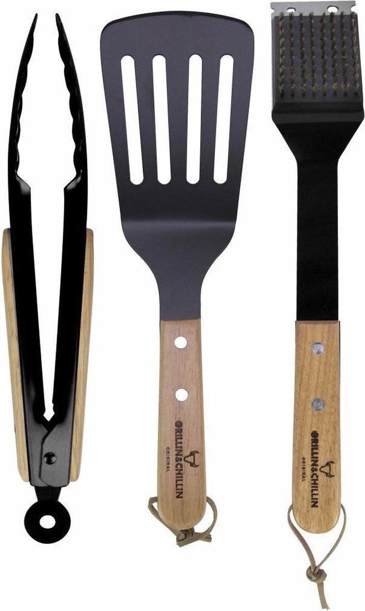 Gusta Barbecueset hout en metaal 3-delig 03250070
