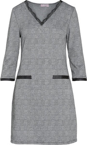 Cassis - Geruite jurk met kanten details - Grijs