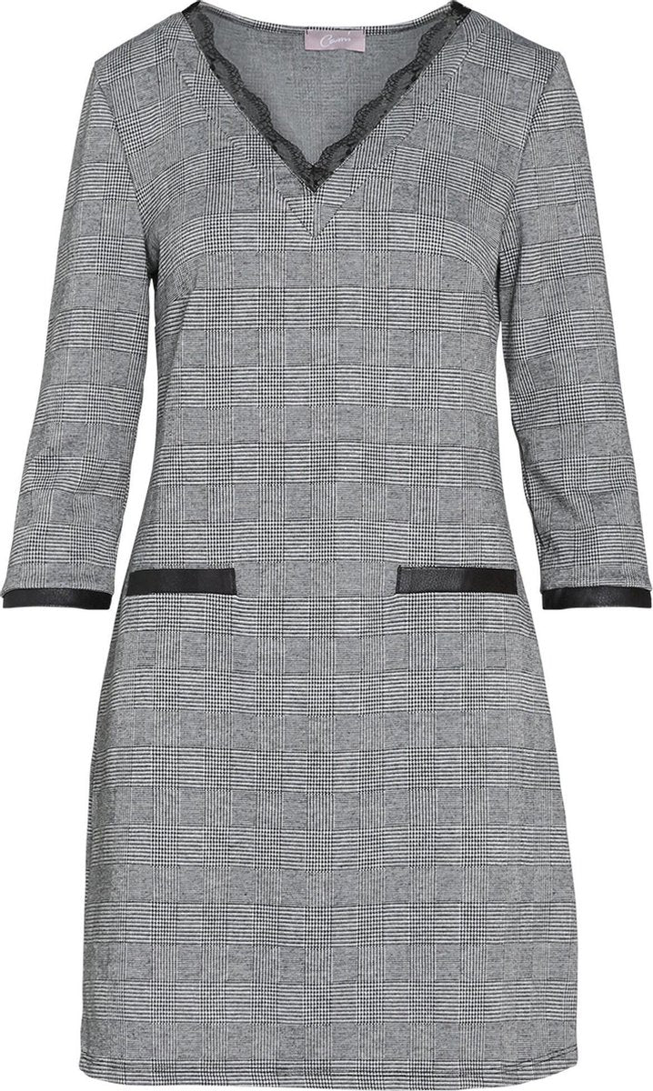 Cassis - Geruite jurk met kanten details - Grijs