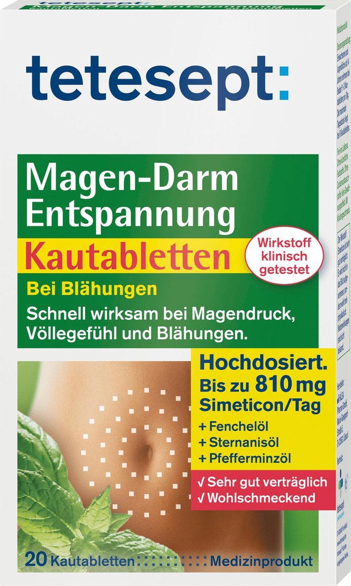 tetesept Gastro-intestinale ontspanning kauwtabletten (20 stuks)