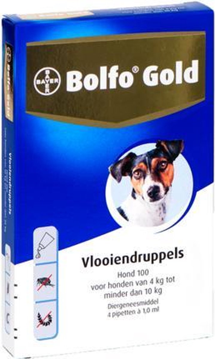 Bolfo Gold - Vlooiendruppels voor honden - 4 pipet - 4kg tot 10kg - Vlooienbestrijding druppels