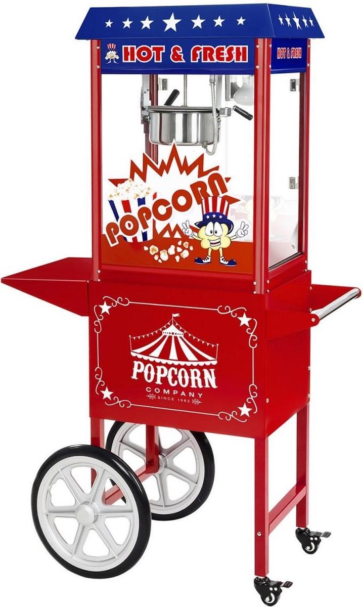 Royal Catering Popcorcornmachine met onderstel - Amerikaans ontwerp - rood