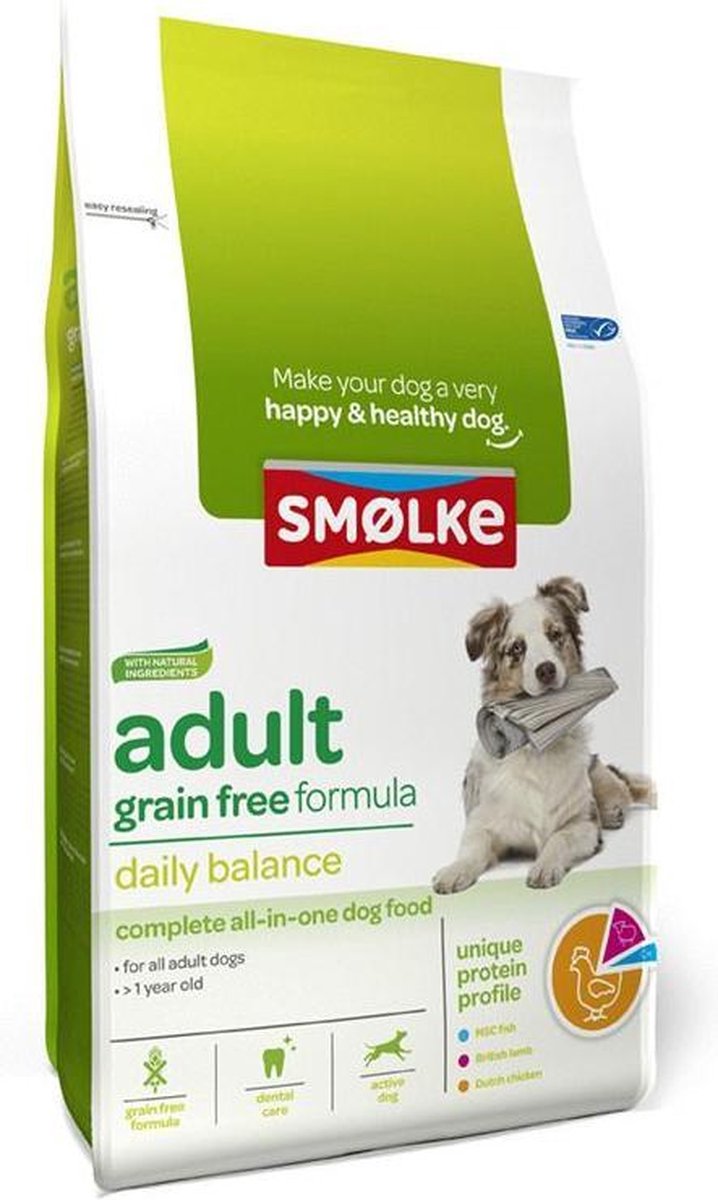 Smolke Adult Graanvrij 12 kg en gratis Rocco Sticks