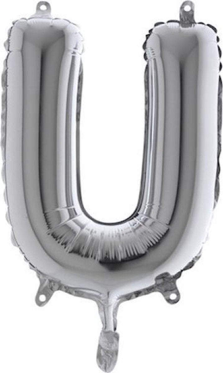 Folieballon - Letter U - Zilver - Grabo balloon - 35cm