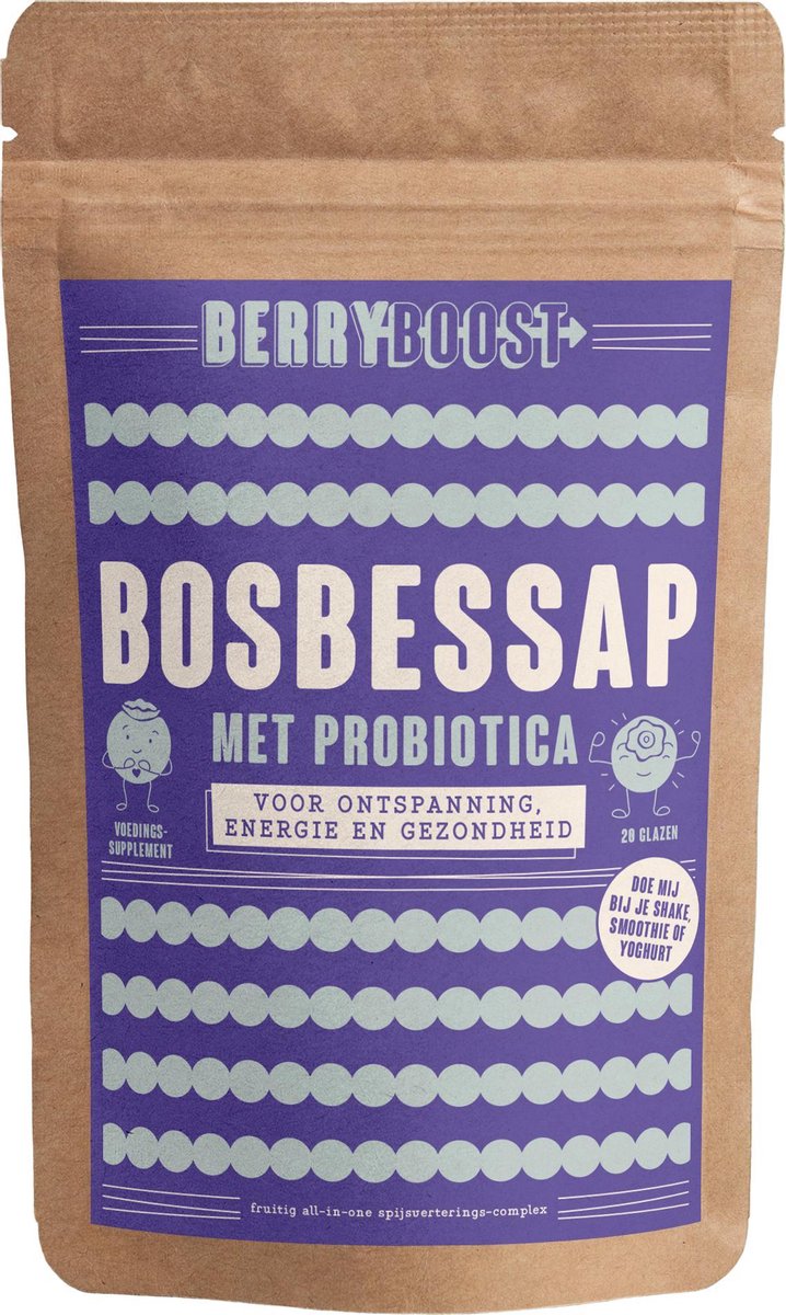 Bosbessap met Probiotica | Berry Boost | met Probiotica - Enzymen en Prébiotica | voor Darmflora - Spijsvertering - Balans - Energie | 20 Doseringen