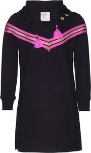 Mim-pi Meisjes Jurk - Zwart met roze en goud - Maat 98