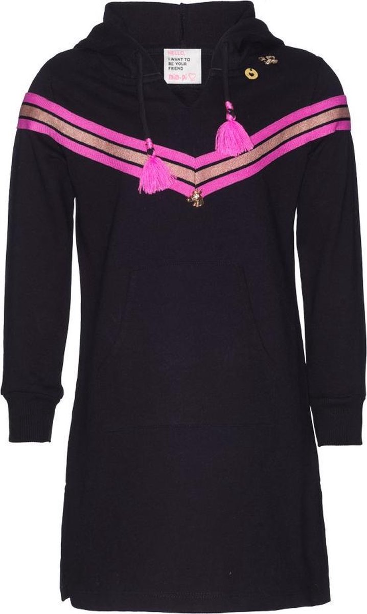 Mim-pi Meisjes Jurk - Zwart met roze en goud - Maat 92