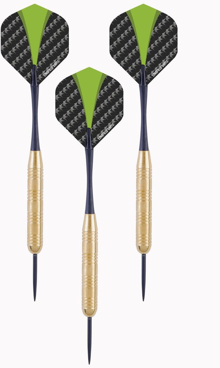 2x Set van 3 dartpijlen Longfield darts brass 24 grams - Darten/darts sport artikelen pijltjes messing - Kinderen/volwassenen