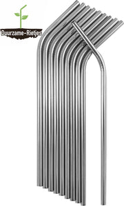Roestvrijstalen rietjes  zilver | 20 st. gebogen | RVS rietjes | Metalen Rietjes