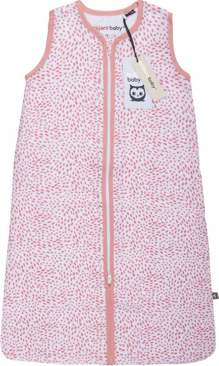 Briljant Baby - Zomnerslaapzak - Hydrofiel - Minimal White - Pink - Maat 70 - 0/6 maanden