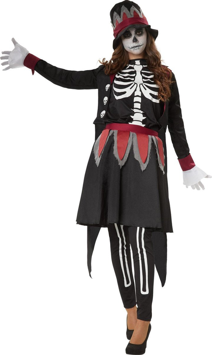 dressforfun - Griezelige Skull Lady M  - verkleedkleding kostuum halloween verkleden feestkleding carnavalskleding carnaval feestkledij partykleding - 302413