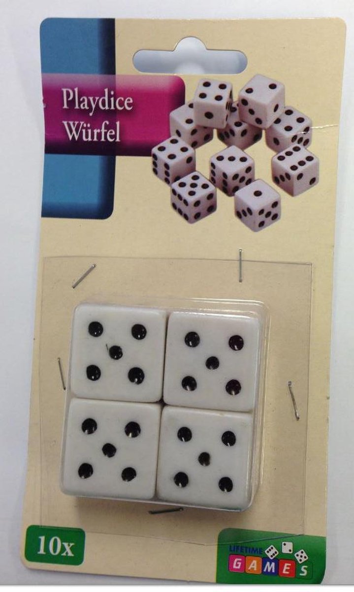 LifeTime Games Dobbelstenen wit: 4 stuks