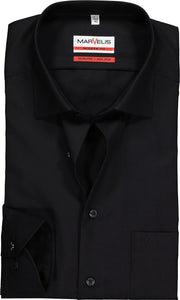 MARVELIS Modern Fit overhemd - zwart - Strijkvrij - Boordmaat: 43