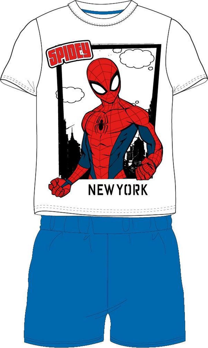 SpiderMan Kinder Shortama Zomerset Maat 104 Wit/Blauw