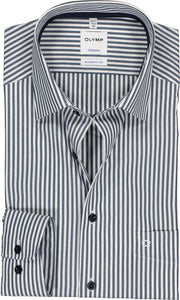OLYMP Tendenz modern fit overhemd - marine blauw met wit gestreept (contrast) - Strijkvriendelijk - Boordmaat: 41