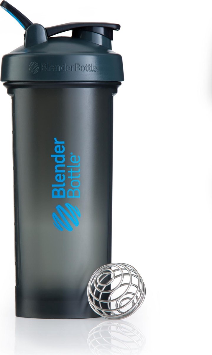 BLENDERBOTTLE | Pro45 | Shaker | Bidon | 1300ml  / 1.3 LITER | Grijs| Blauw. Lekt niet en geen klonten in je shake.