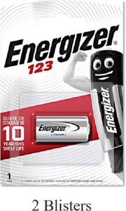 2 stuks (2 blisters a 1 stuk) Energizer Lithium CR123 batterij 3V / EN123P1