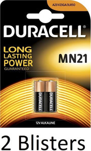 4 Stuks (2 Blisters a 2 st) Duracell MN21 Alkaline Beveiligingsbatterij