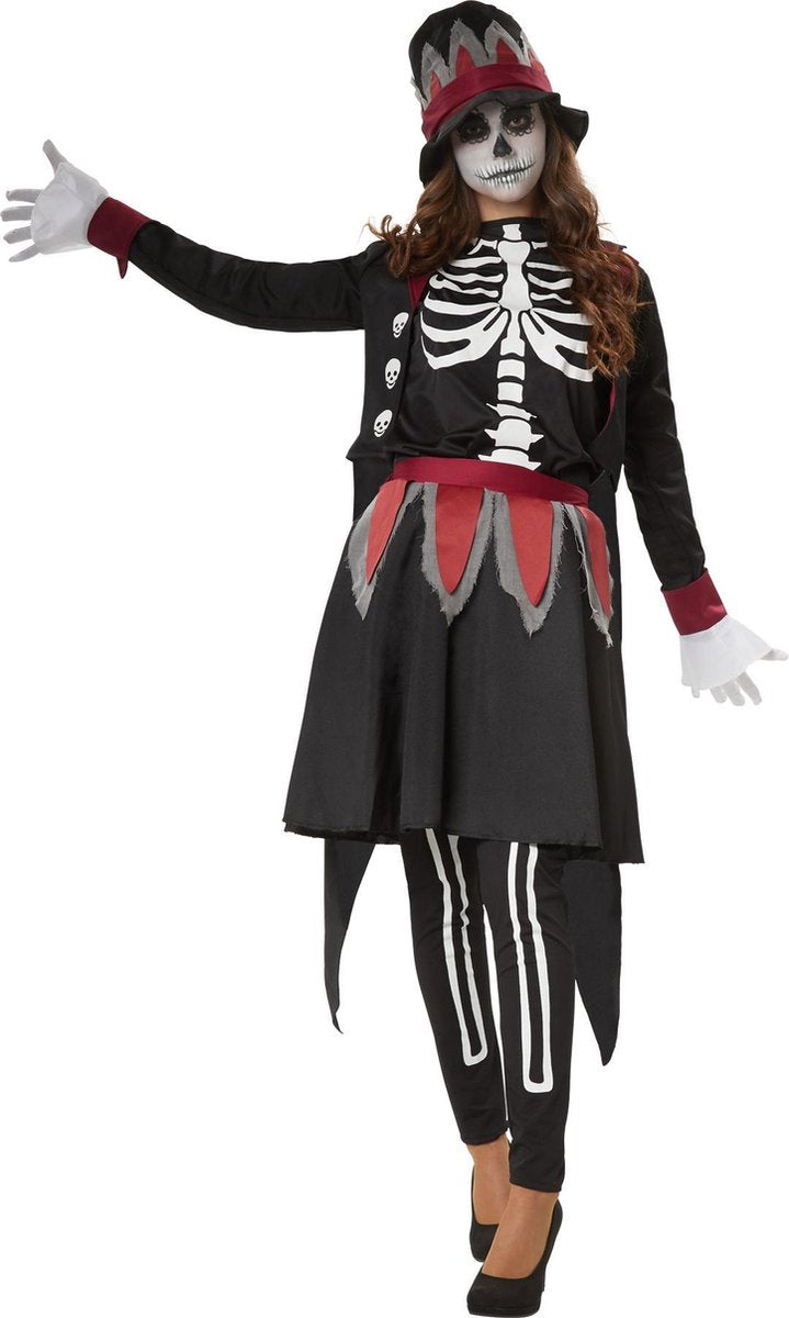 dressforfun - Griezelige Skull Lady S  - verkleedkleding kostuum halloween verkleden feestkleding carnavalskleding carnaval feestkledij partykleding - 302412