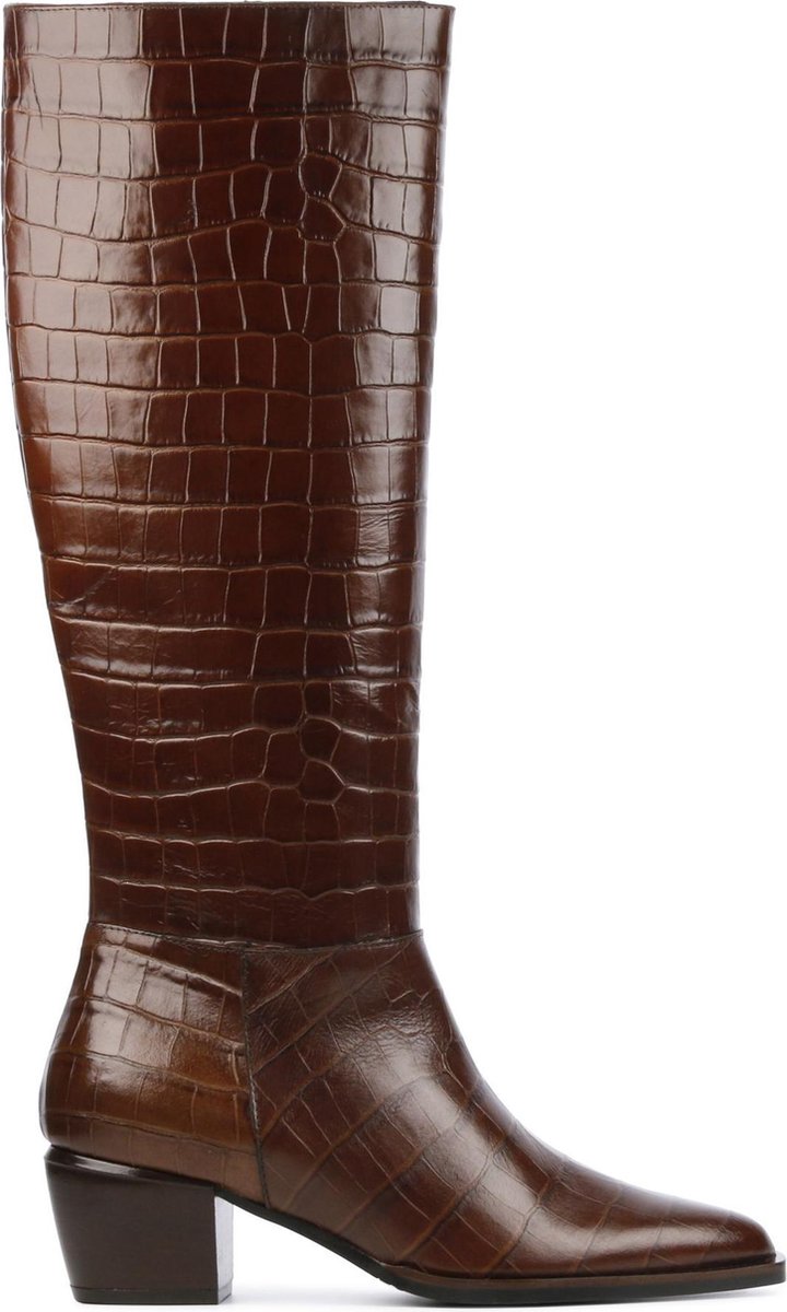 Maripe Vrouwen Leer Crocoprint Klassieke laarzen / Laarzen / Damesschoenen 29383 - Cognac - maat 36
