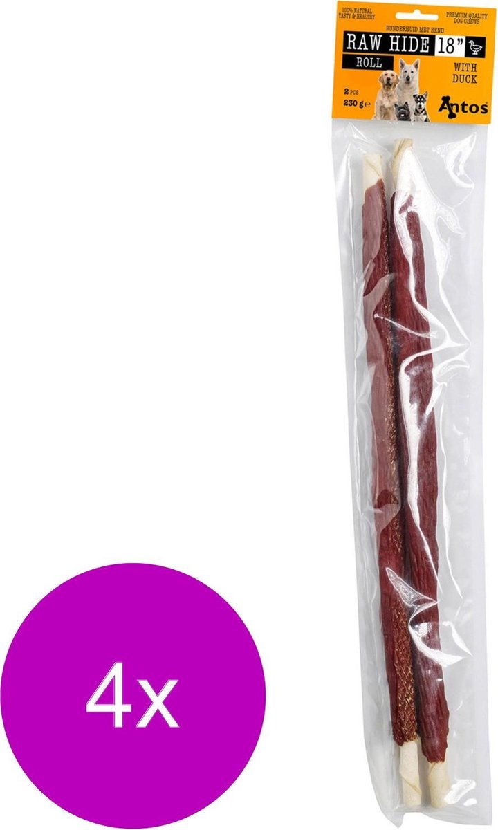 Antos Runderhuid Met Eend Rol Eend&Rund - Hondensnacks - 4 x 230 g