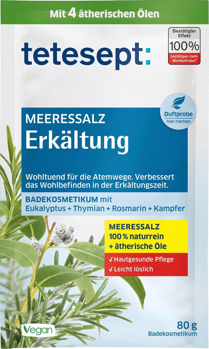 Tetesept Zeezout Verkoudheid Badzout 80 gram