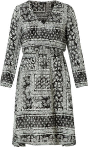 YESTA Harmy Jurk - Black/Ecru - maat 1(48)
