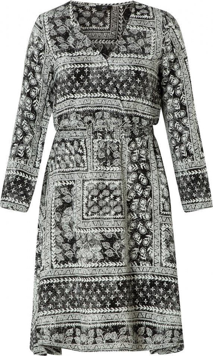 YESTA Harmy Jurk - Black/Ecru - maat 1(48)