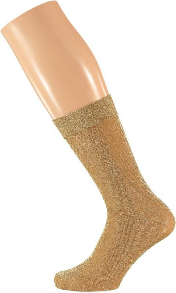 3x Paar gouden dames party glitter sokken lurex maat 36-41