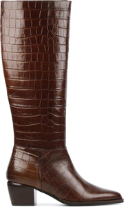 Maripe Vrouwen Leer Crocoprint Klassieke laarzen / Laarzen / Damesschoenen 29383 - Cognac - maat 37.5