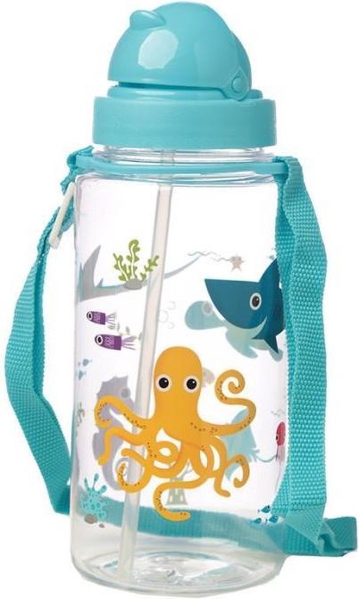 Drinkfles met rietje zeedieren - Puckator