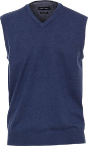 Casa Moda heren spencer katoen - V-hals - blauw -  Maat L
