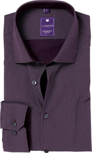 Redmond Slim Fit overhemd - paars met wit dessin - Strijkvriendelijk - Boordmaat: 43/44