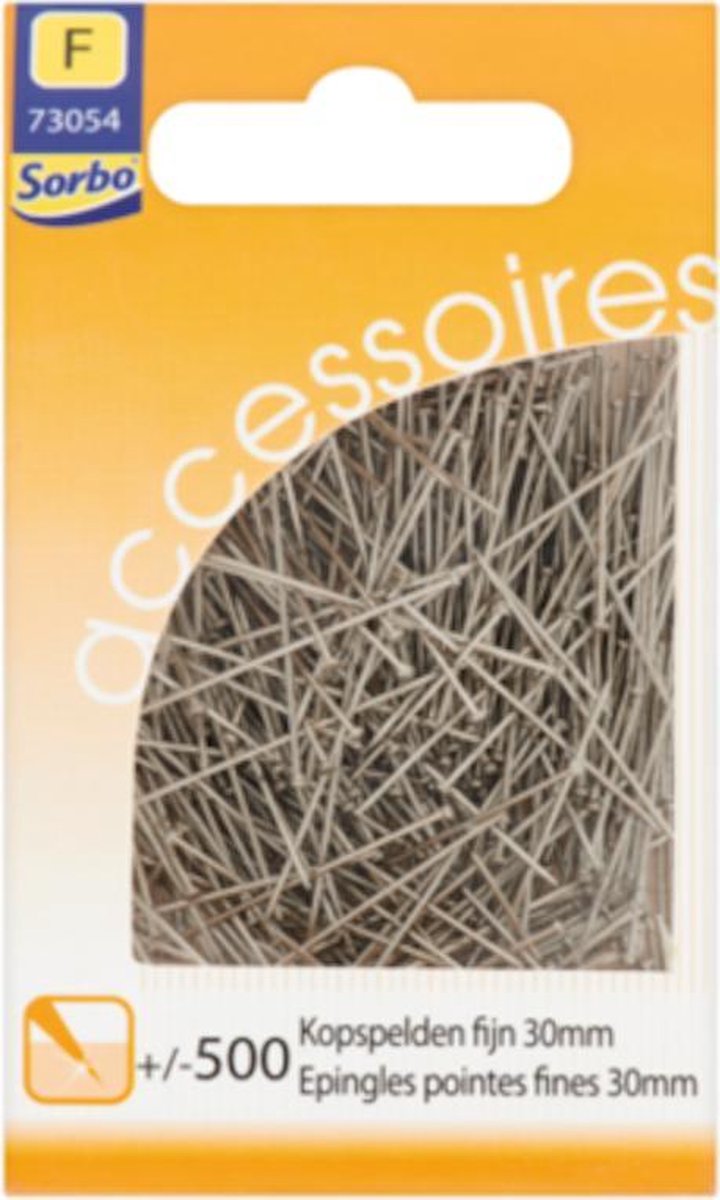 Sorbo Home Essentials kopspelden fijn - dress maker sharp pins - 500 spelden