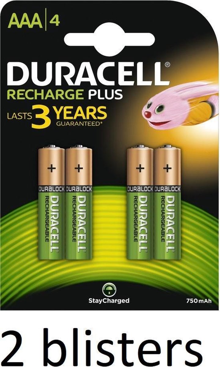 Duracell AAA Oplaadbare Batterijen - 750 mAh - 8 stuks